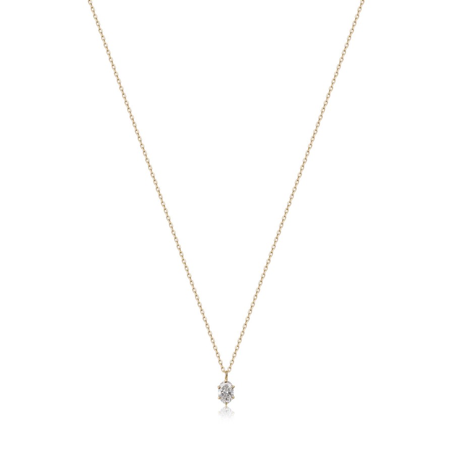 Necklaces Tomfoolery London | Oval Diamond Pendant