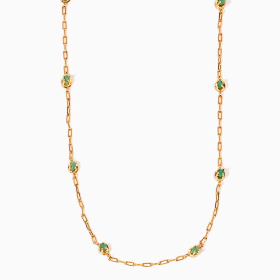 Necklaces Tomfoolery London | Emerald Tennis Necklace