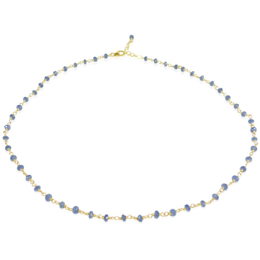 Necklaces Tomfoolery London | Blue Sapphire Bead Necklace