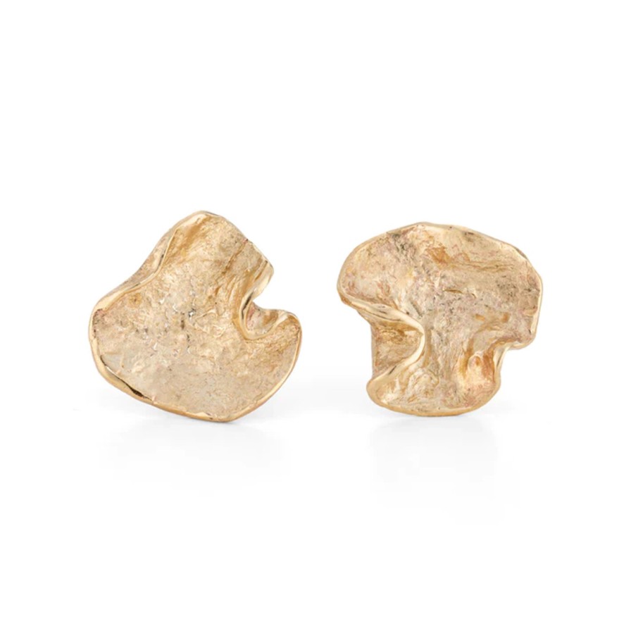 Earrings Tomfoolery London | Wave Studs 9Ct Yellow Gold