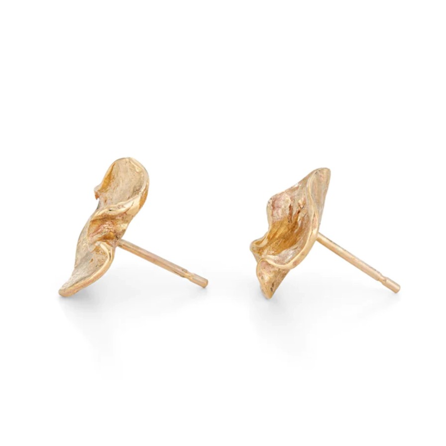 Earrings Tomfoolery London | Wave Studs 9Ct Yellow Gold