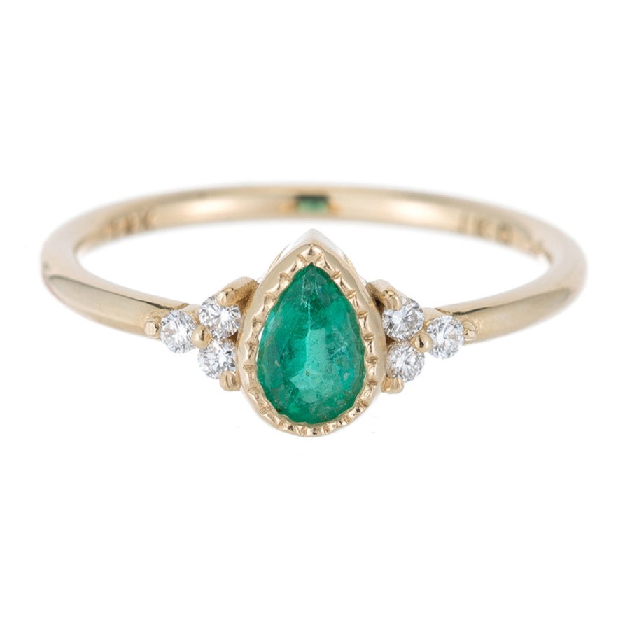 Rings Tomfoolery London | Emerald Pear Diamond Cluster Ring