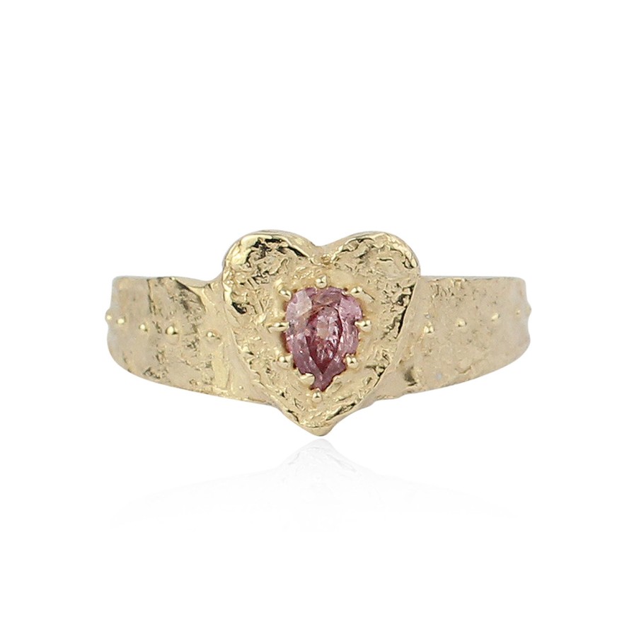 Rings Tomfoolery London | Rustic Pink Sapphire Heart Ring