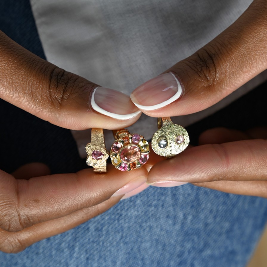 Rings Tomfoolery London | Rustic Pink Sapphire Heart Ring