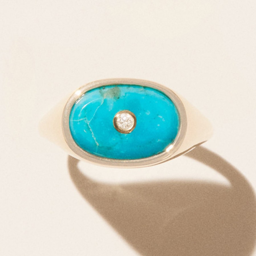 Rings Tomfoolery London | Orso Turquoise & 9Ct Yellow Gold Signet Ring