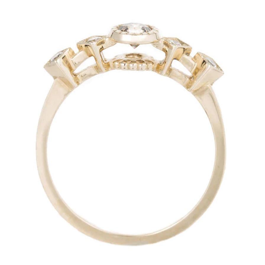 Rings Tomfoolery London | Five Stone Champagne & White Diamond Echo Ring