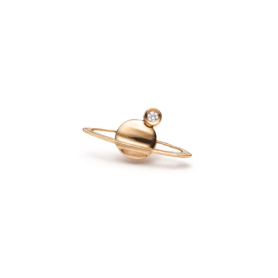 Earrings Tomfoolery London | Diamond Mini Saturn Single Earring