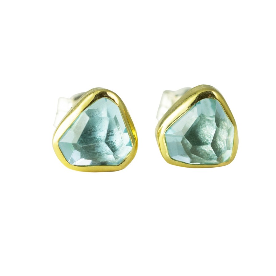 Earrings Tomfoolery London | Aquamarine Medium Stud Earrings