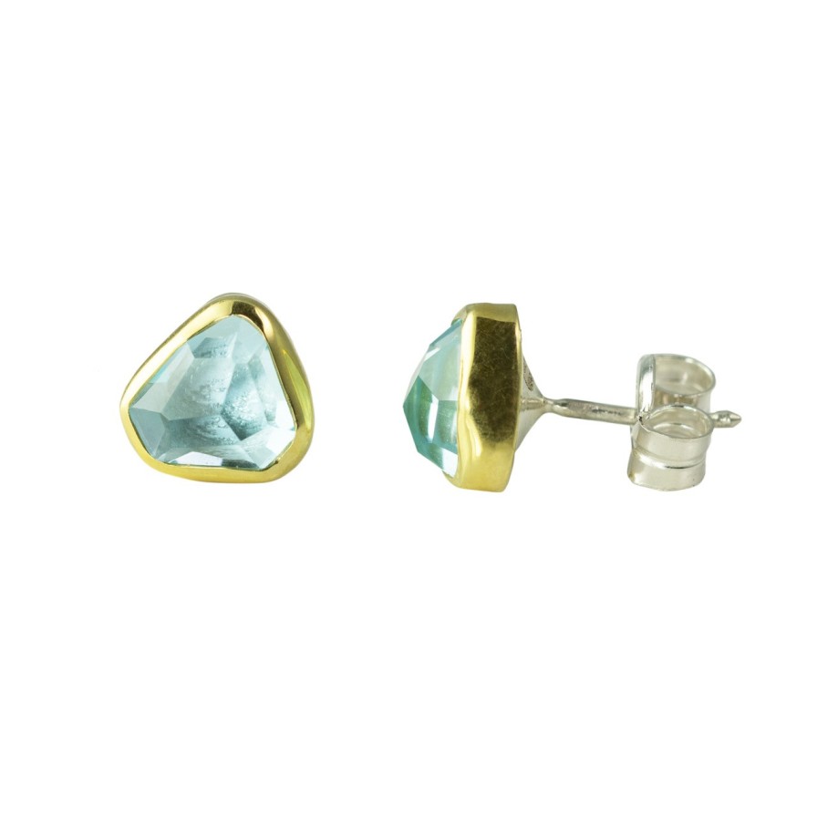 Earrings Tomfoolery London | Aquamarine Medium Stud Earrings