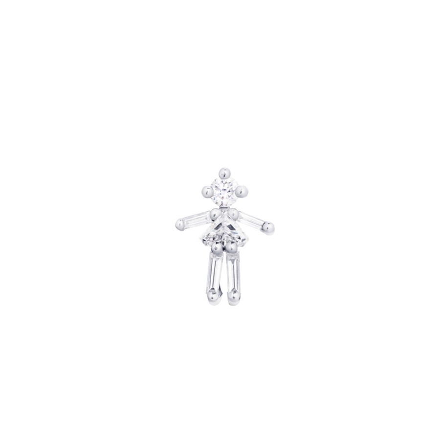 Earrings Tomfoolery London | 18Ct White Gold Diamond Girl Earring