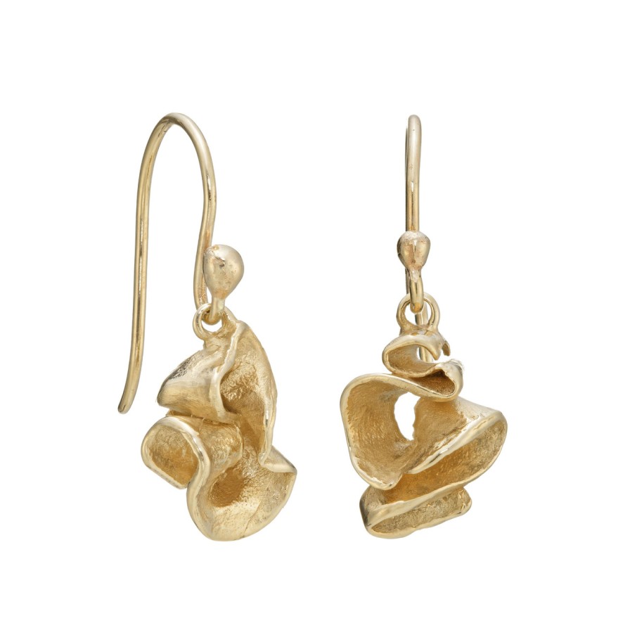 Earrings Tomfoolery London | 9Ct Gold Furl Drop Earrings