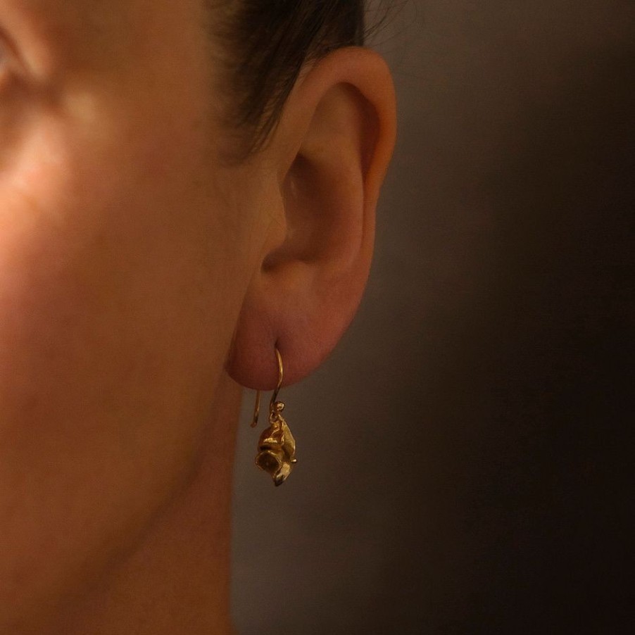 Earrings Tomfoolery London | 9Ct Gold Furl Drop Earrings