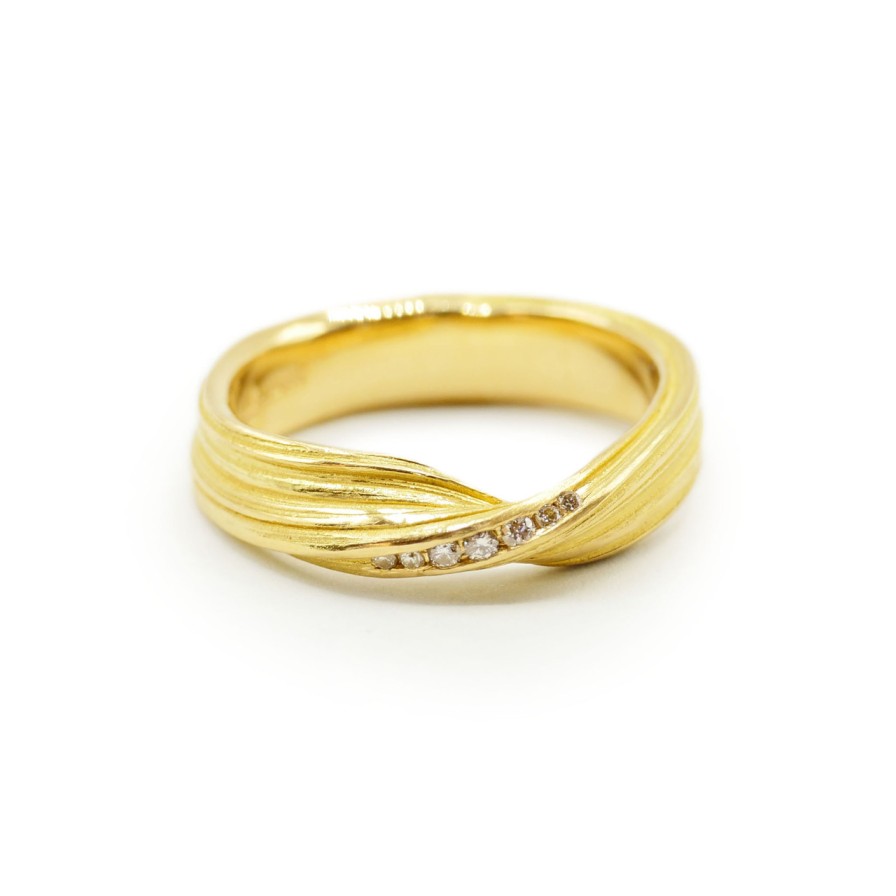 Rings Tomfoolery London | Absolu 'Fold' Yellow Gold & Diamond Ring