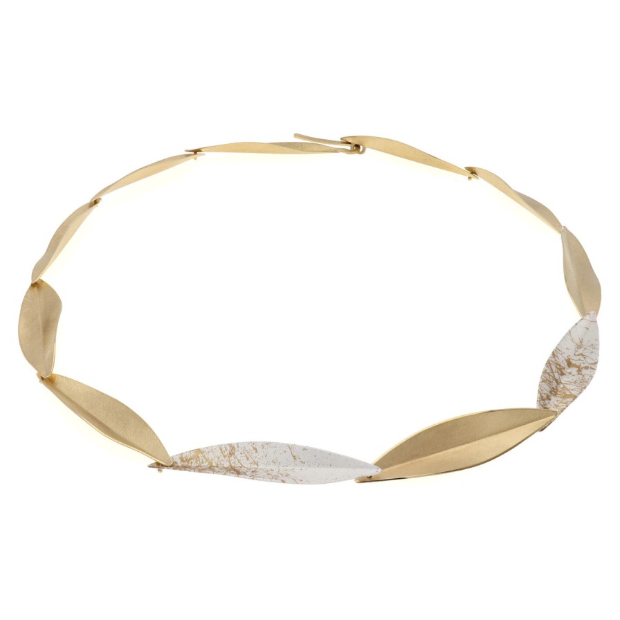 Necklaces Tomfoolery London | Gold Plated Splatter Multi Leaf Necklace