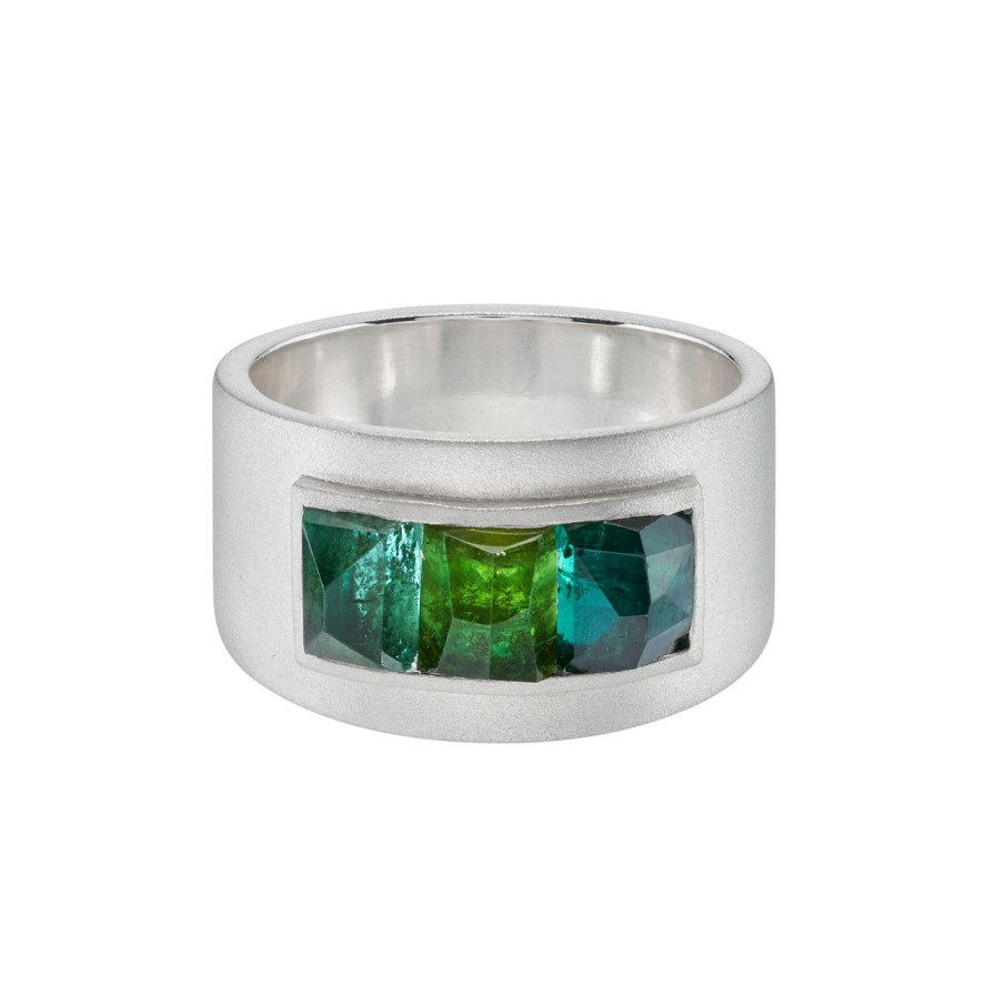 Rings Tomfoolery London | Tourmaline Three Stone Wide Ring 0.2