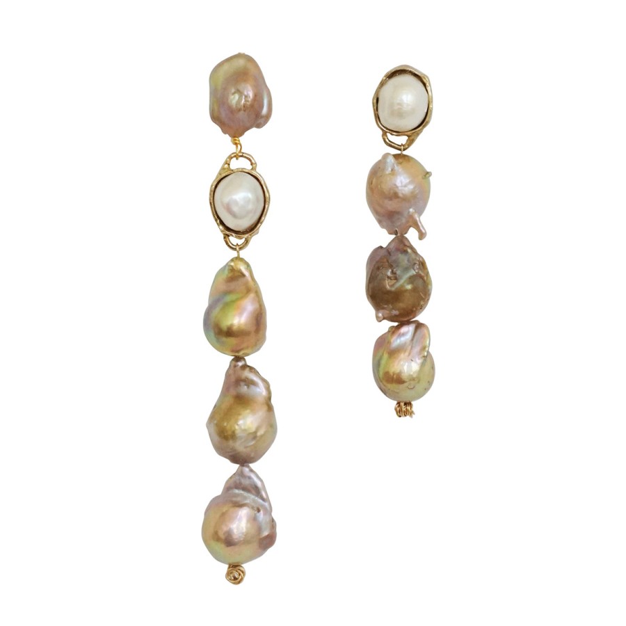 Earrings Tomfoolery London | She Is Radiant Blush Pearl Earrings