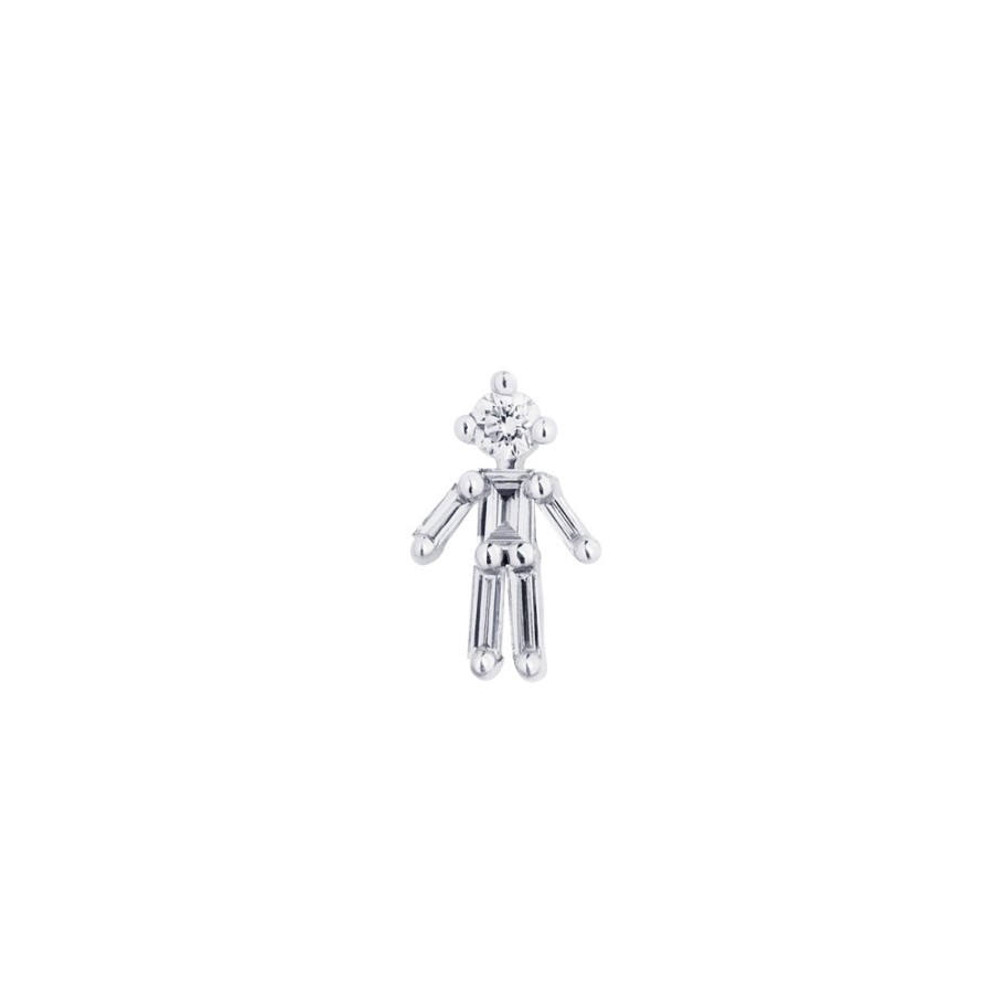 Earrings Tomfoolery London | 18Ct White Gold Diamond Boy Earring