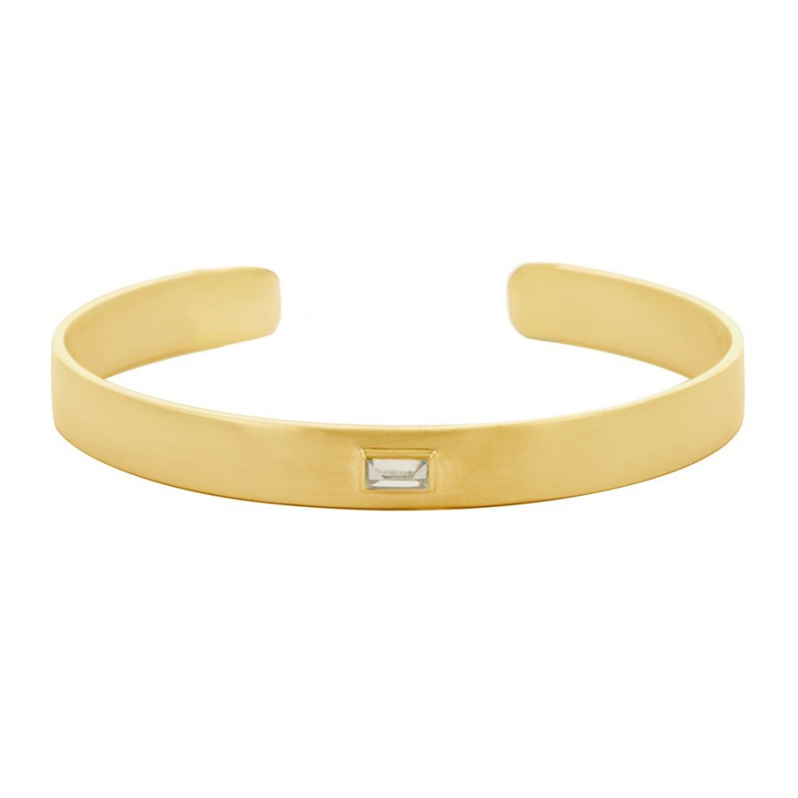 Bracelets Tomfoolery London | Gold Plated Baguette Cut Gemstone Cuff