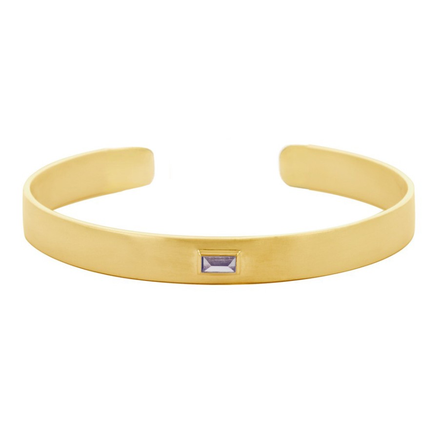 Bracelets Tomfoolery London | Gold Plated Baguette Cut Gemstone Cuff