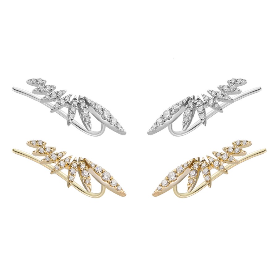 Earrings Tomfoolery London | Plume Diamond Ear Climber