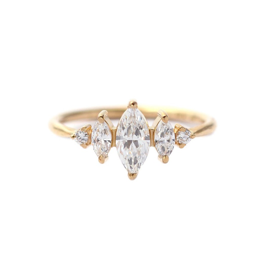 Rings Tomfoolery London | Art Deco Marquise Diamond Engagement Ring In 18Ct Yellow Gold