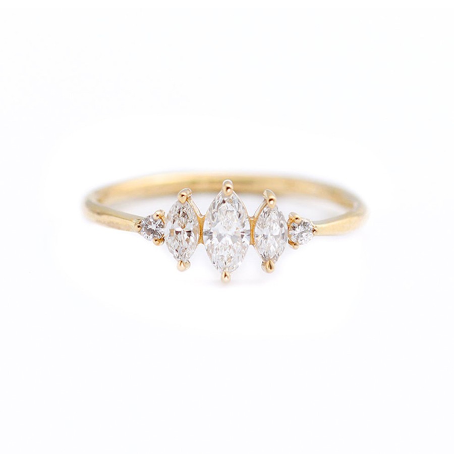 Rings Tomfoolery London | Art Deco Marquise Diamond Engagement Ring In 18Ct Yellow Gold