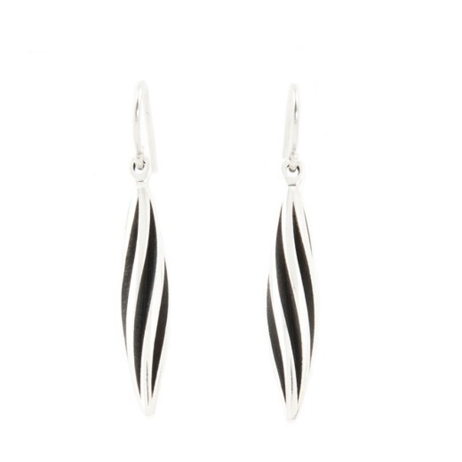 Earrings Tomfoolery London | Beat Twist Silver Drop Earrings