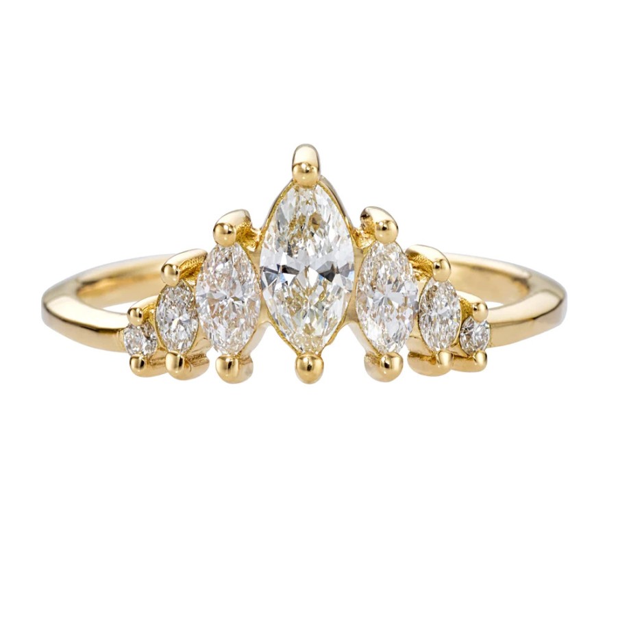 Rings Tomfoolery London | Marquise Five Diamond Tiara Ring