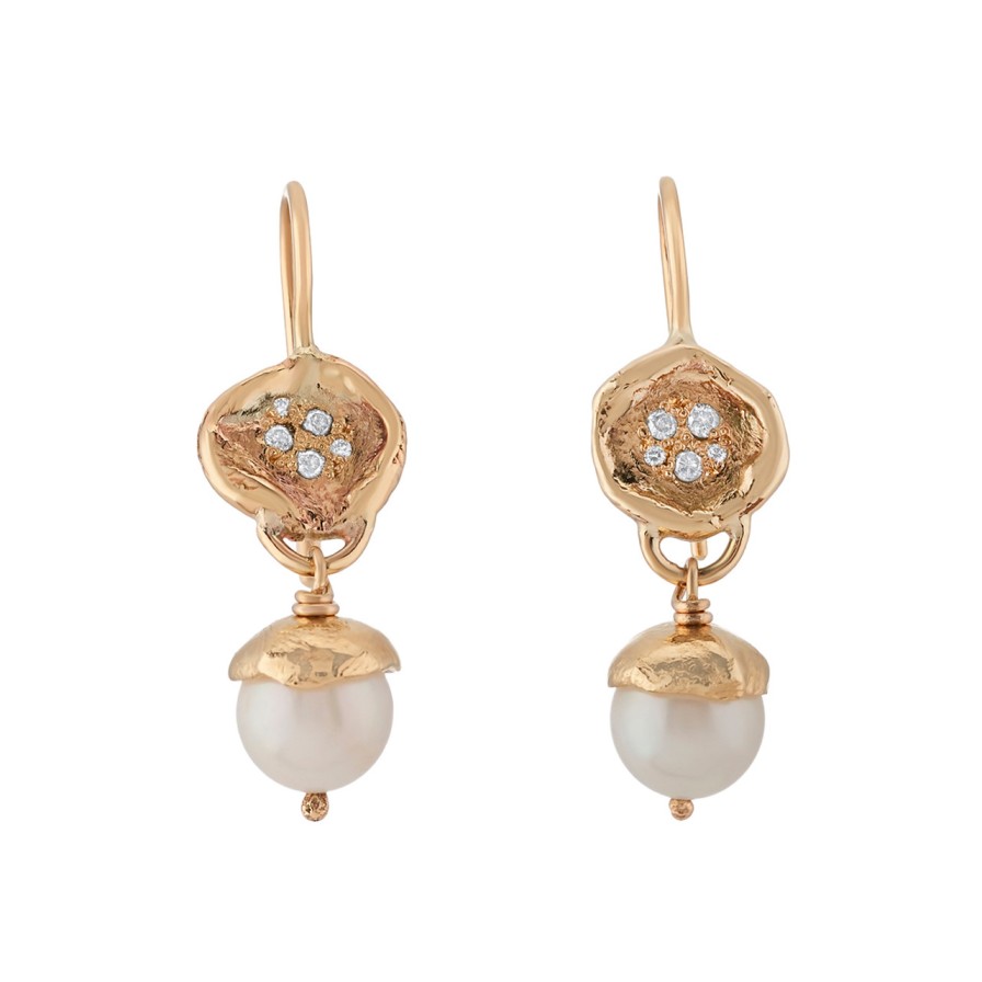 Earrings Tomfoolery London | Amata Pearl Earrings In Yellow Gold