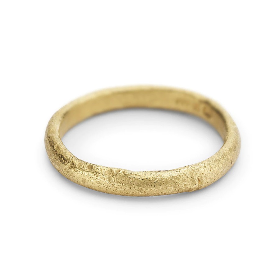 Rings Tomfoolery London | Raw Gold Textured Wedding Band