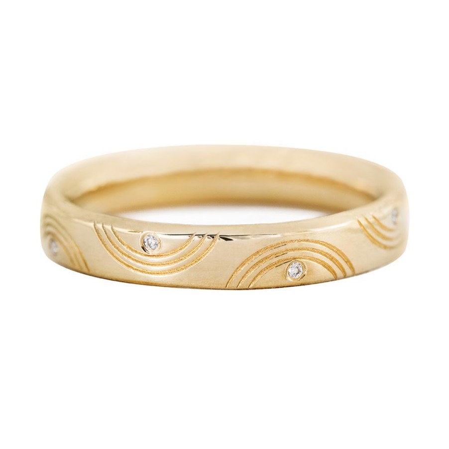 Rings Tomfoolery London | Wavy Wedding Band In 18Ct Yellow Gold