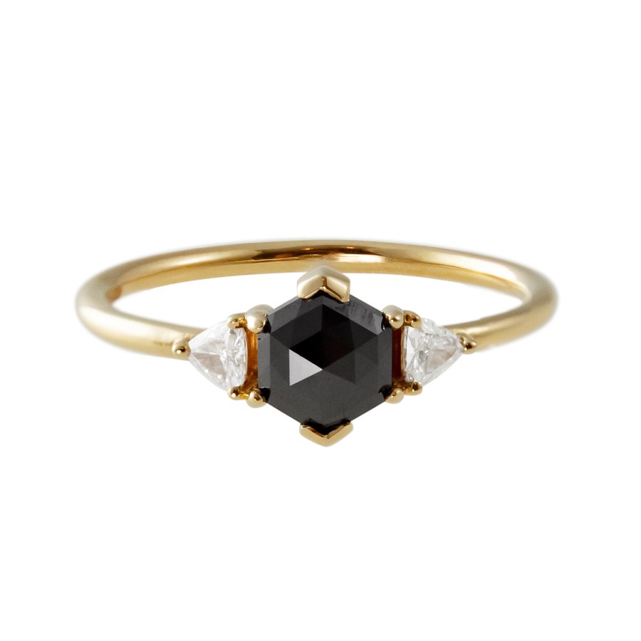 Rings Tomfoolery London | Hex Black Diamond And White Diamond Ring