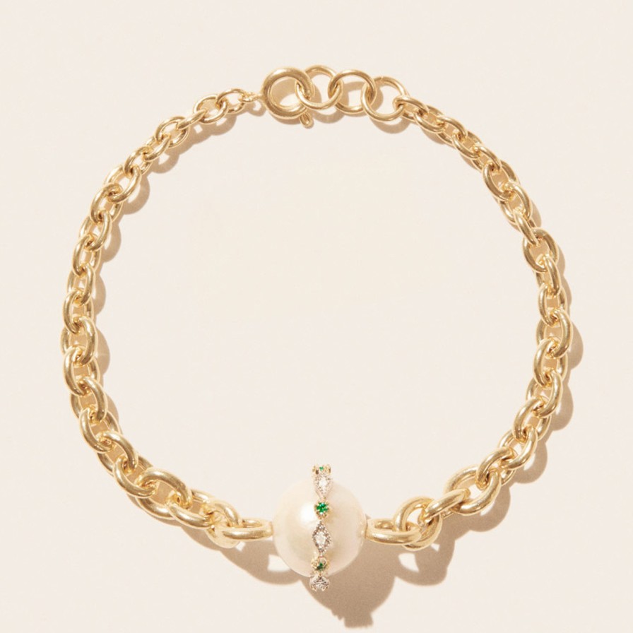 Bracelets Tomfoolery London | Chelsea N 3 9Ct Yellow Gold & Pearl Bracelet