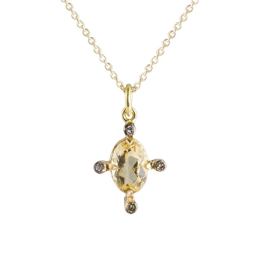 Necklaces Tomfoolery London | 14Ct Yellow Gold, Citrine & Diamond Blondie Necklace