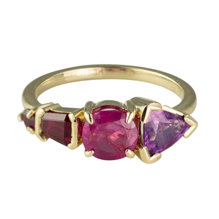 Rings Tomfoolery London | Quad Mixed Cut Sapphire & Ruby Ring