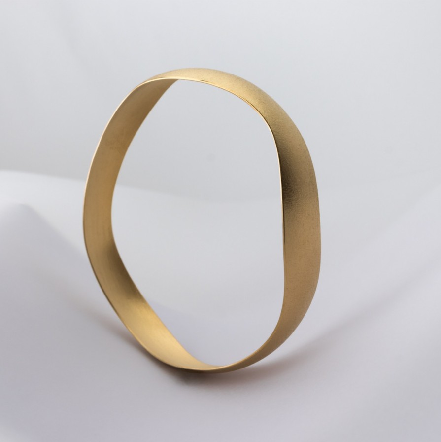 Bracelets Tomfoolery London | Gold Plated Wide Wave Bangle