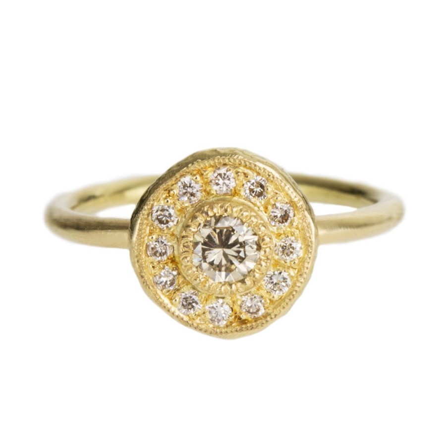 Rings Tomfoolery London | Champagne Diamond & 18Ct Yellow Gold Cluster Ring