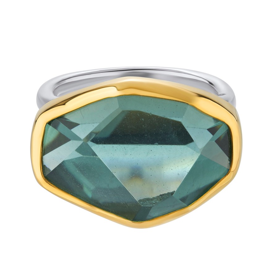 Rings Tomfoolery London | Irregular Green Amethyst Double Band Ring