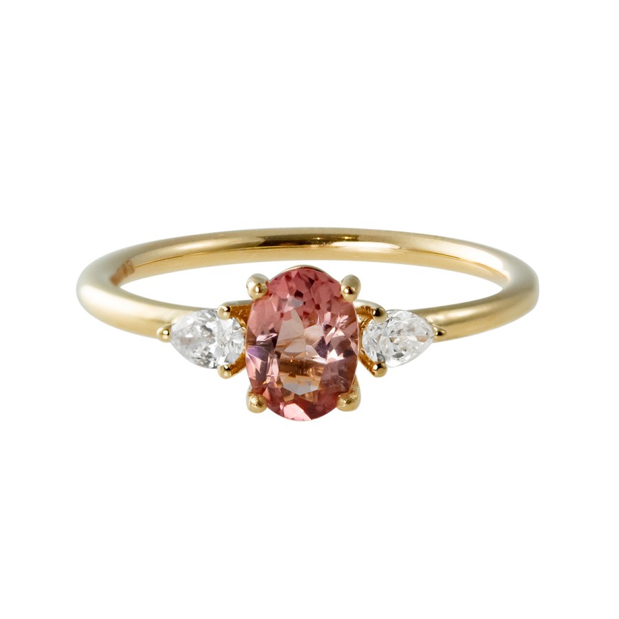 Rings Tomfoolery London | Peach Tourmaline And White Diamond Ring