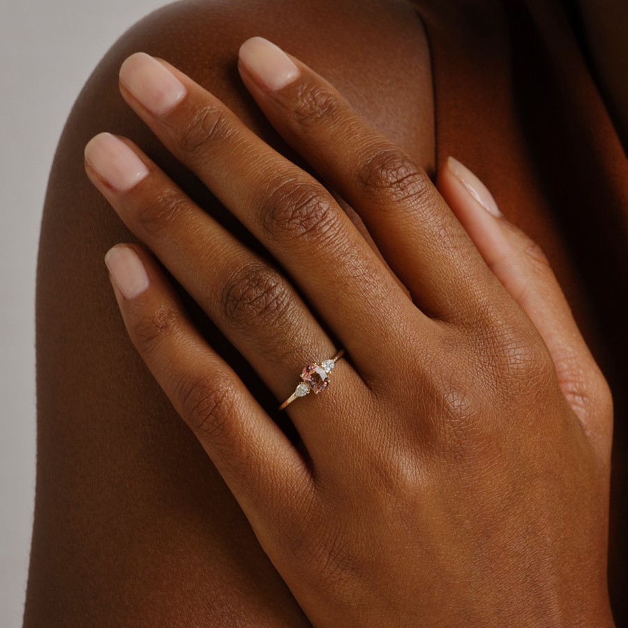 Rings Tomfoolery London | Peach Tourmaline And White Diamond Ring