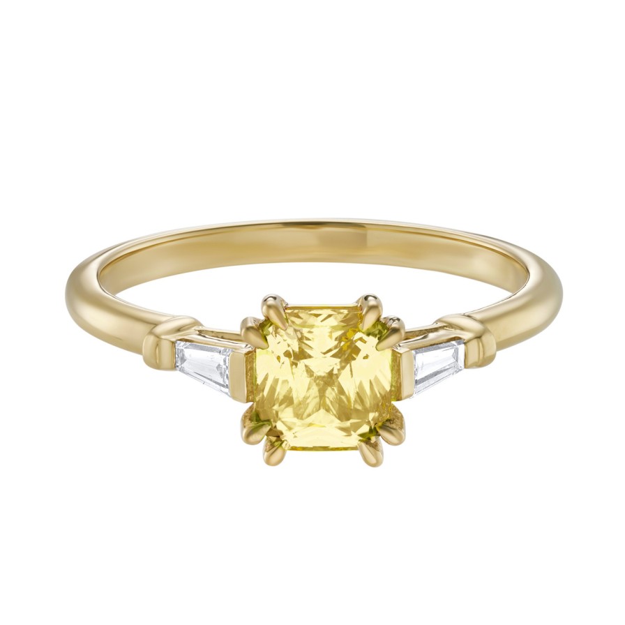 Rings Tomfoolery London | Lyon Yellow Sapphire Tapered Baguette Diamond Ring