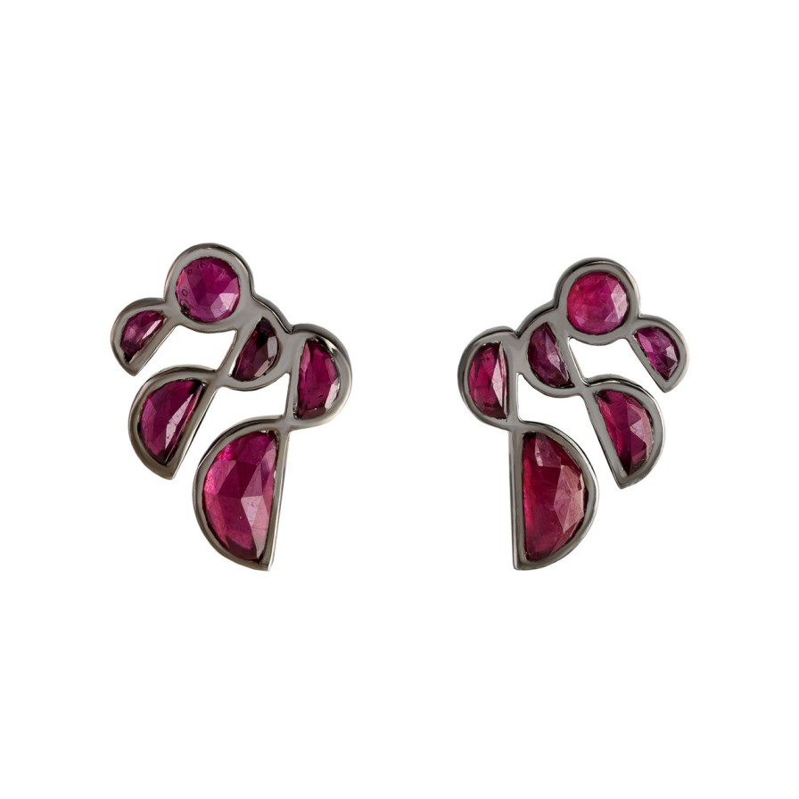 Earrings Tomfoolery London | Ruby Prawn Stud Earrings