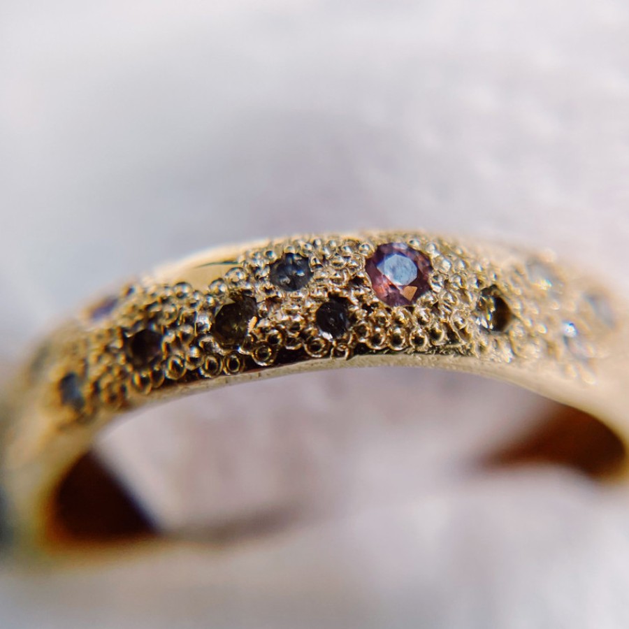 Rings Tomfoolery London | Tf Exclusive 4Mm Scatter Band With Diamonds And Sapphires