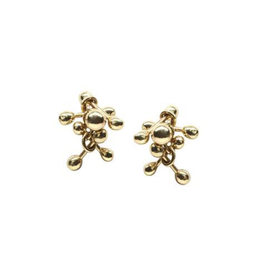 Earrings Tomfoolery London | 9Ct Yellow Gold Molecule Stud Earrings