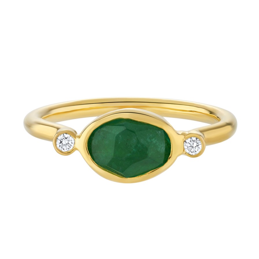 Rings Tomfoolery London | 18Ct Yellow Gold Emerald & Diamond Ring