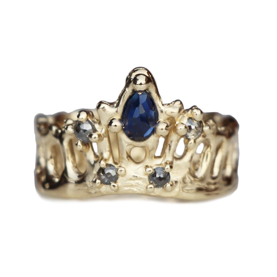 Rings Tomfoolery London | Blue Sapphire Queen Mermaid Crown Ring