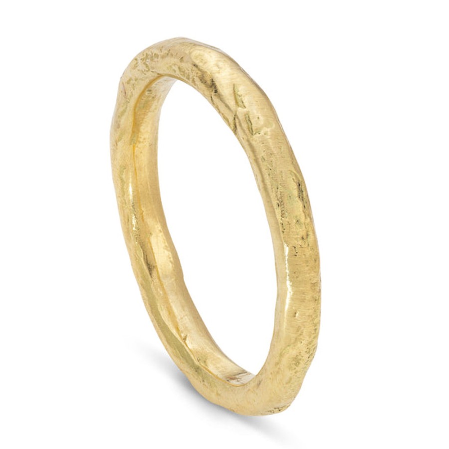 Rings Tomfoolery London | Rock Textured 18Ct Yellow Gold Wedding Band