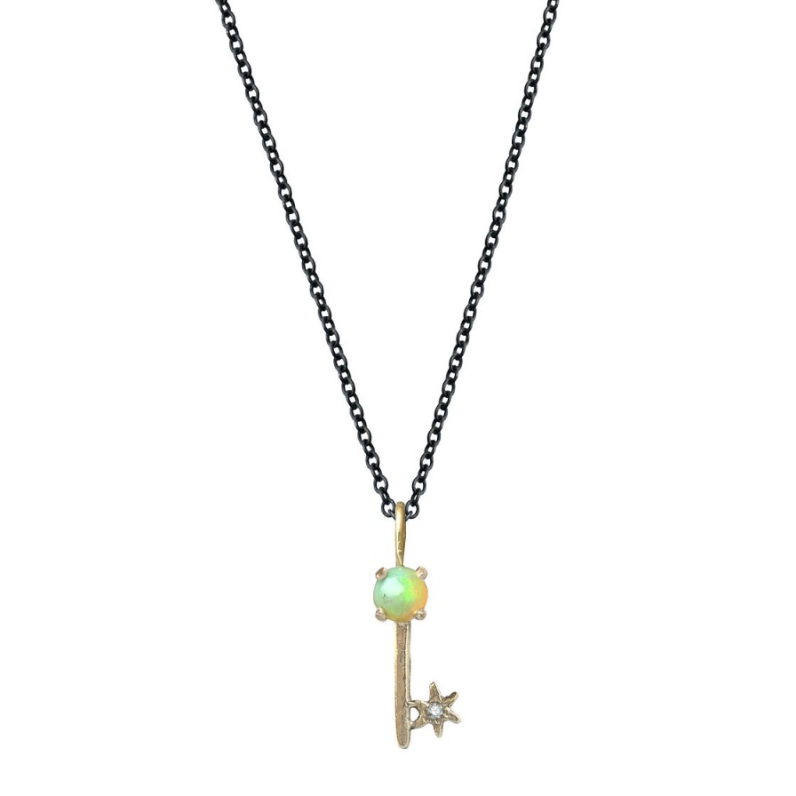 Necklaces Tomfoolery London | Opal Key Amulet Charm Necklace