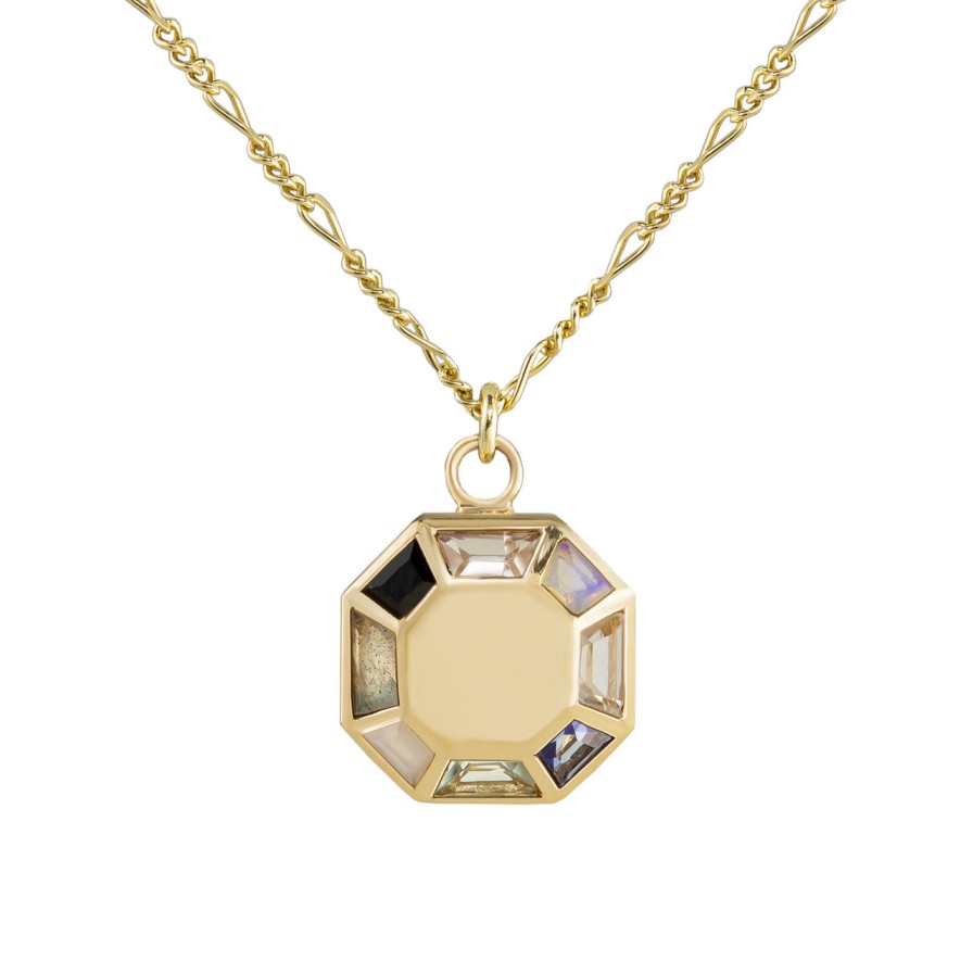 Necklaces Tomfoolery London | 9Ct Yellow Gold Pastel Octagon Pendant