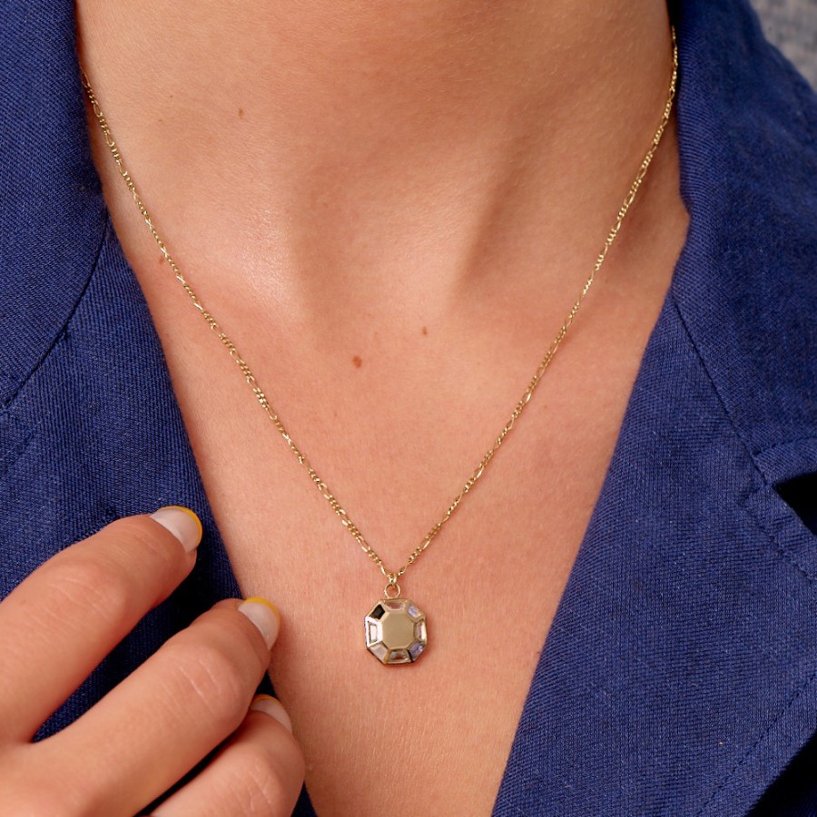 Necklaces Tomfoolery London | 9Ct Yellow Gold Pastel Octagon Pendant